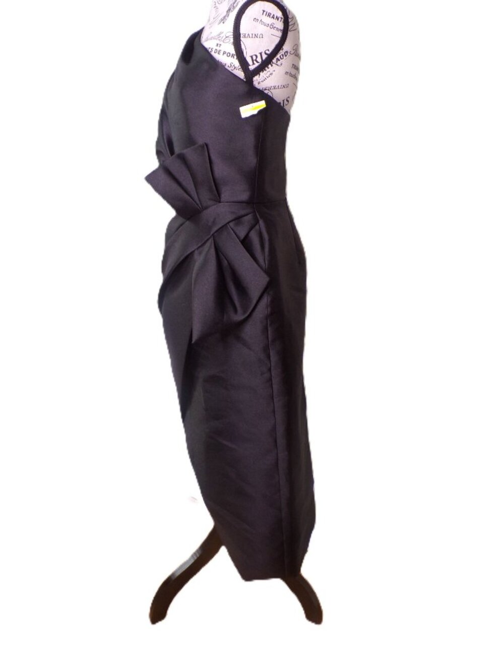 🆕AMSALE Mik One Shoulder Big Bow Cocktail Dress Black 10 - Picture 9 of 13